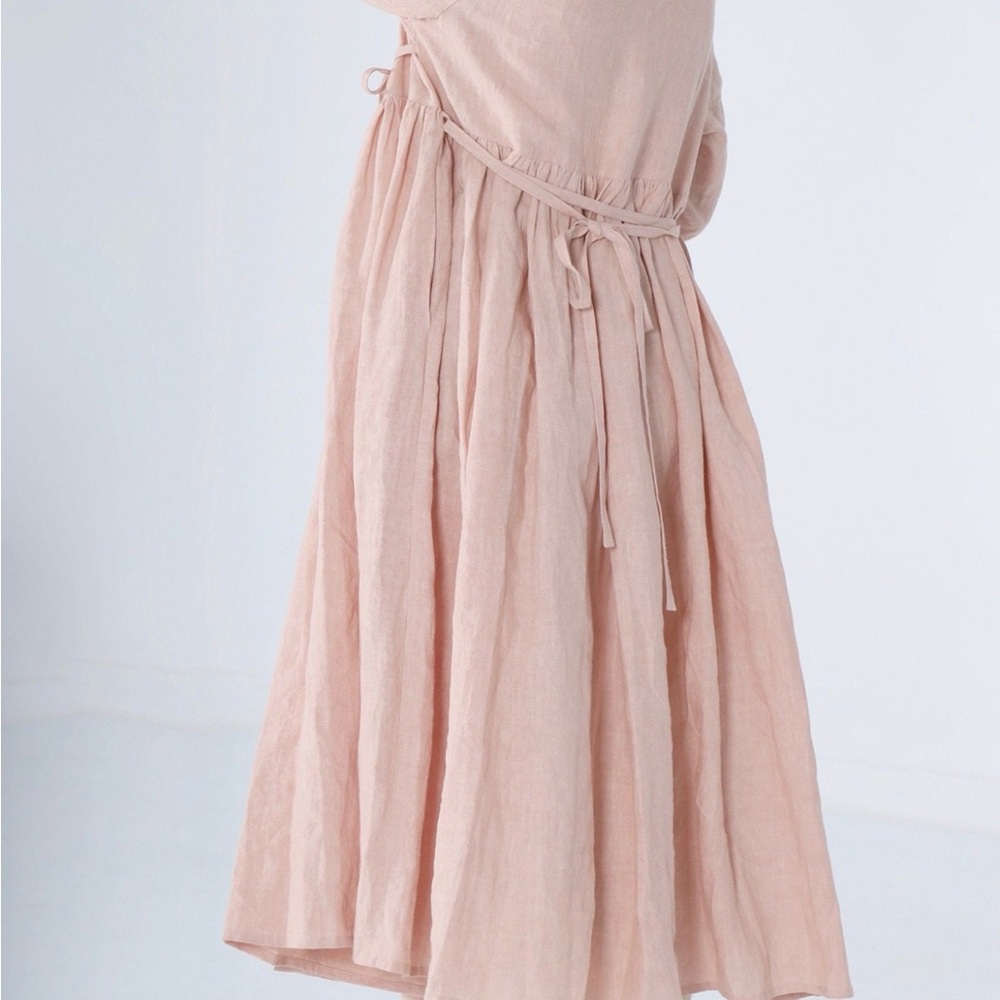 NWT Simpson Gardens BOHO Cottagecore Asian Pink Linen Maxi Dress Medium - Picture 3 of 5